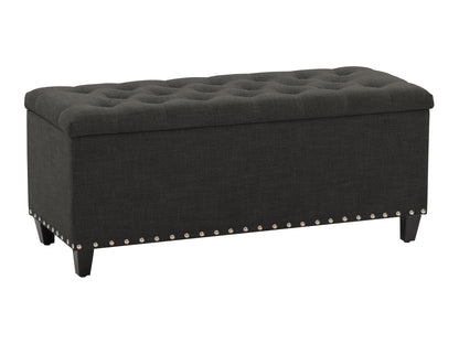 Dark Grey Tufted Storage Bench