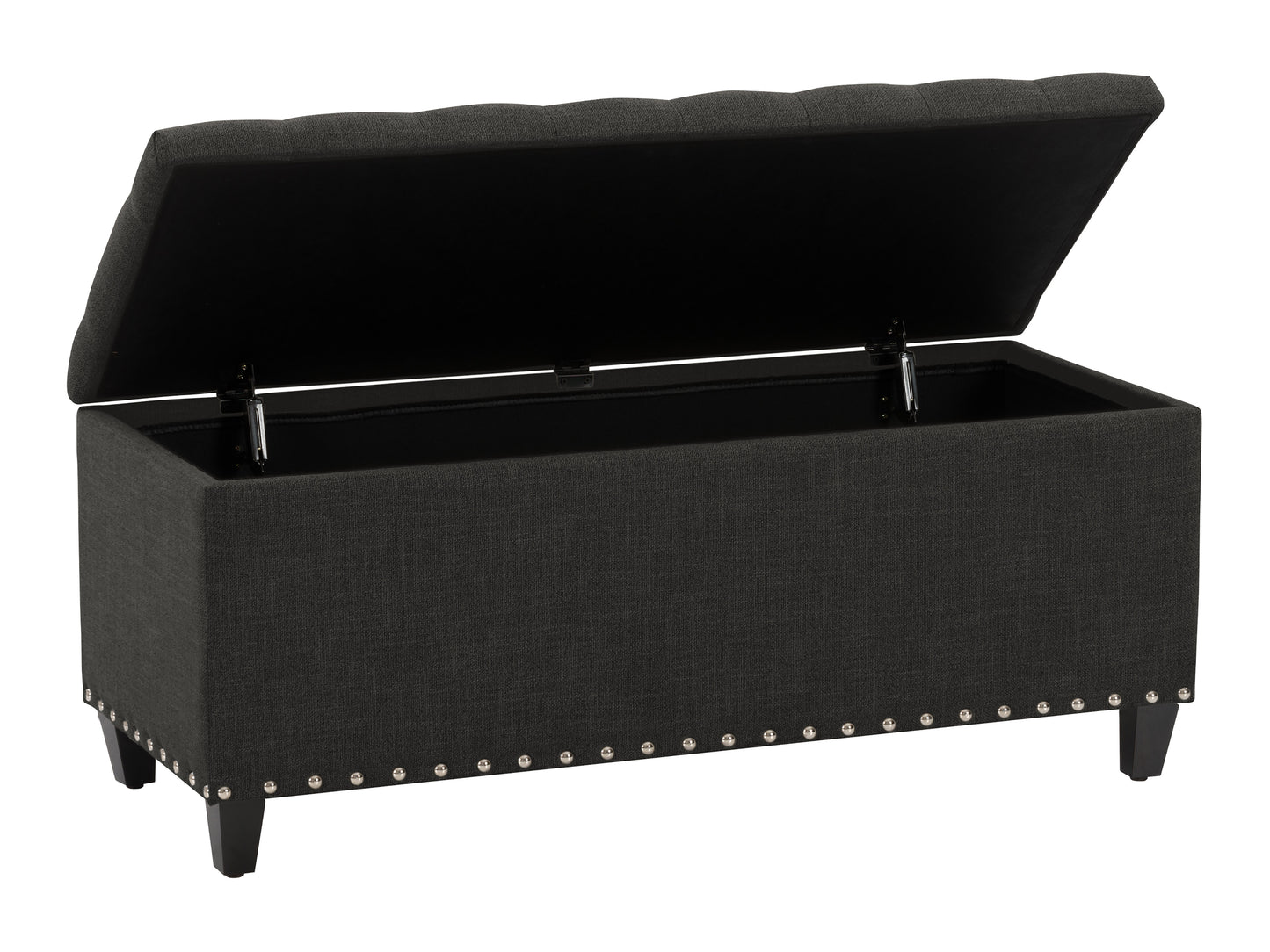 Dark Grey Tufted Storage Bench