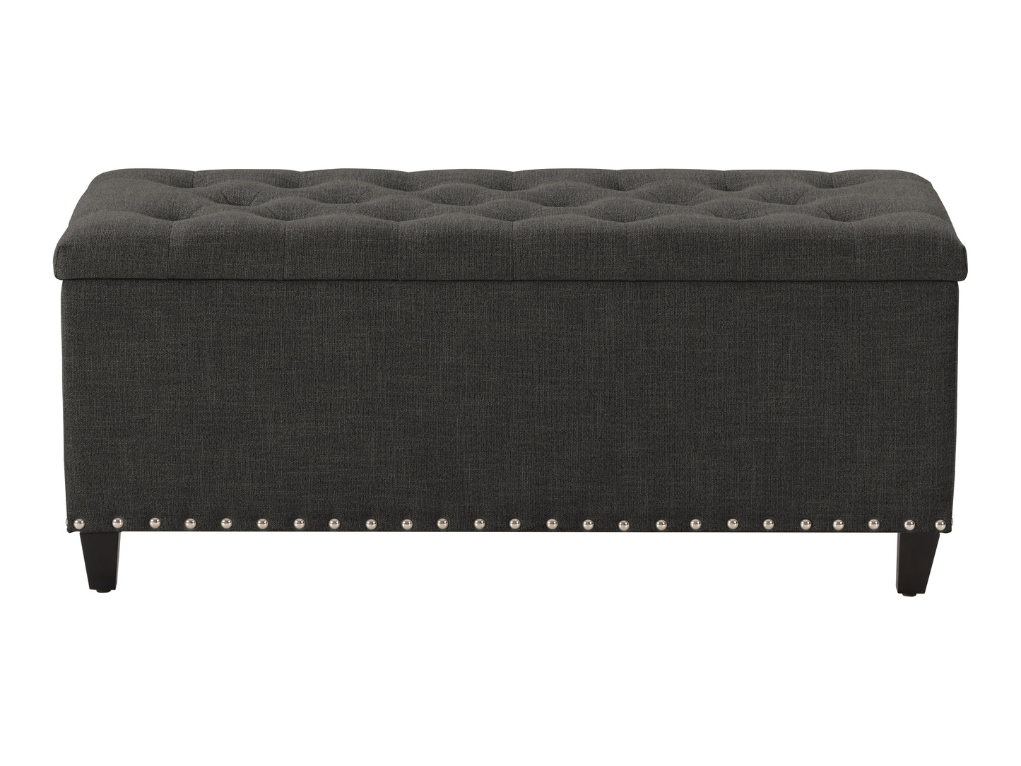 Dark Grey Tufted Storage Bench