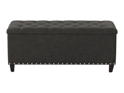 Dark Grey Tufted Storage Bench