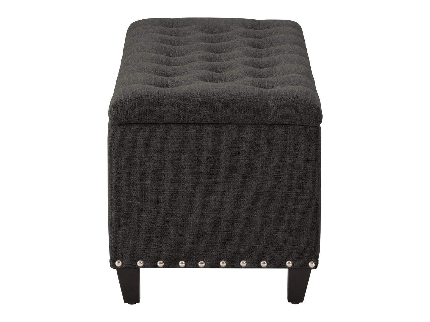 Dark Grey Tufted Storage Bench