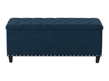 Blue Tufted Storage Bench