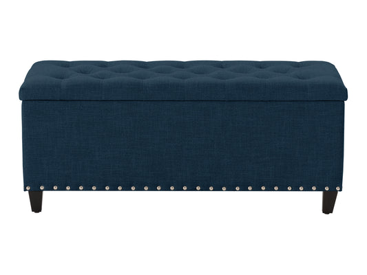 Blue Tufted Storage Bench