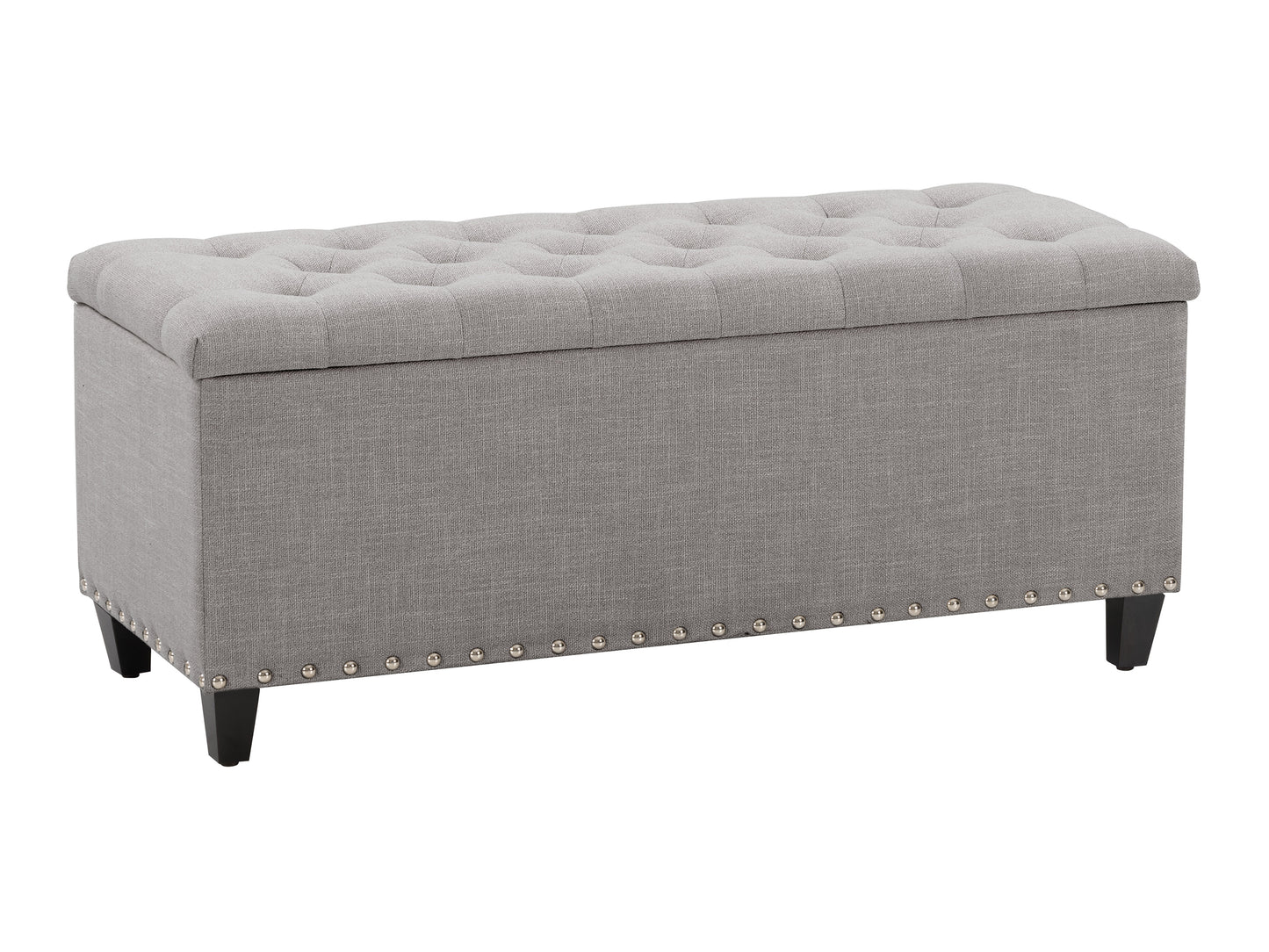 Grey Tufted Storage Bench