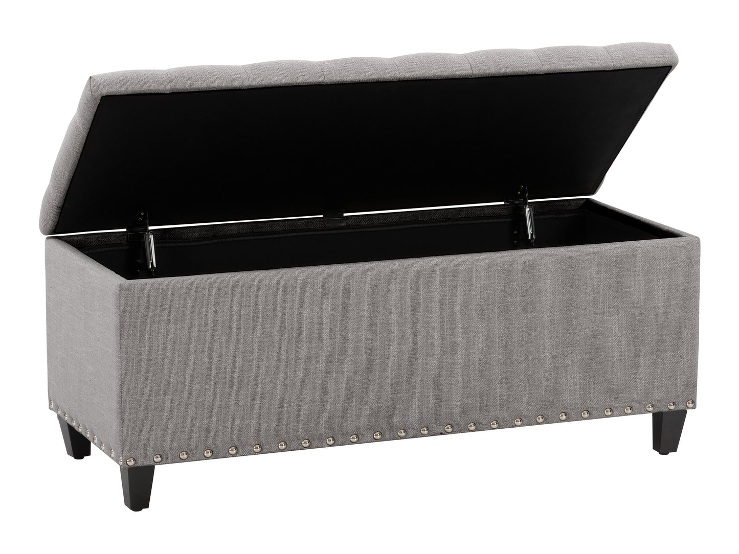 Grey Tufted Storage Bench