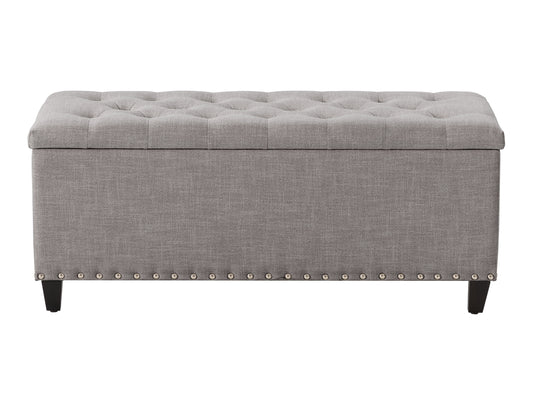 Grey Tufted Storage Bench