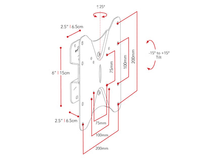 Tilting TV wall mount for 23" - 42" TVs, black steel construction, adjustable tilt for optimal viewing angles, easy installation with included hardware, sleek and modern design.