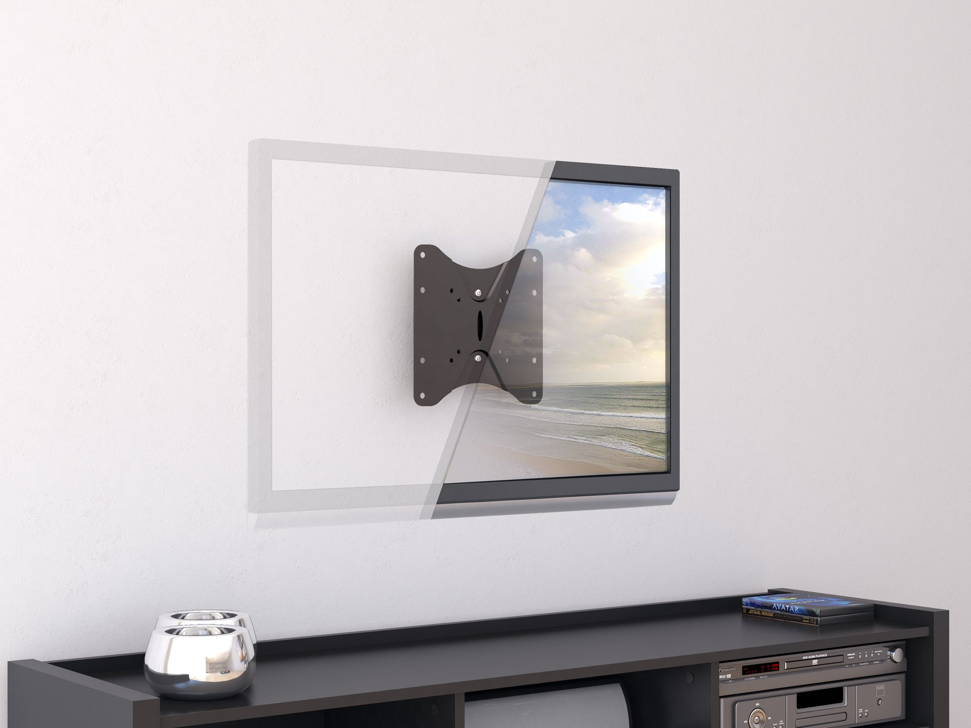 Tilting TV wall mount for 23" - 42" TVs in sleek black finish, featuring adjustable tilt mechanism, durable metal construction, and easy installation for optimal viewing angles.