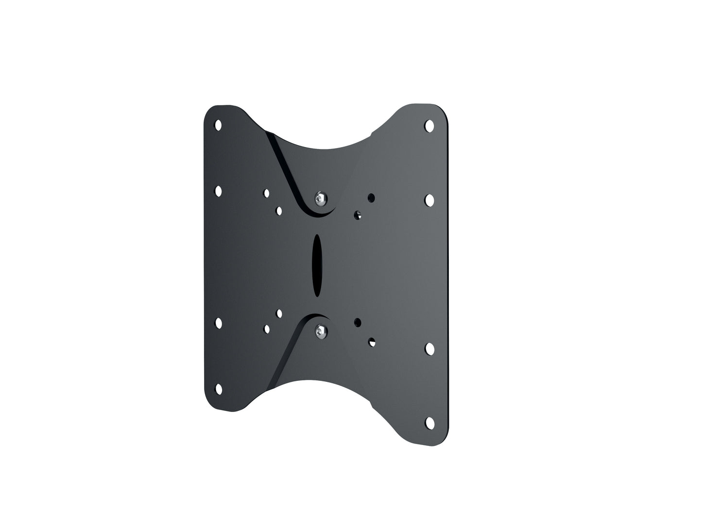 Tilting TV wall mount for 23" - 42" TVs, black metal bracket with adjustable tilt feature, easy installation, compatible with VESA mounting standards, ideal for living rooms and home theaters.