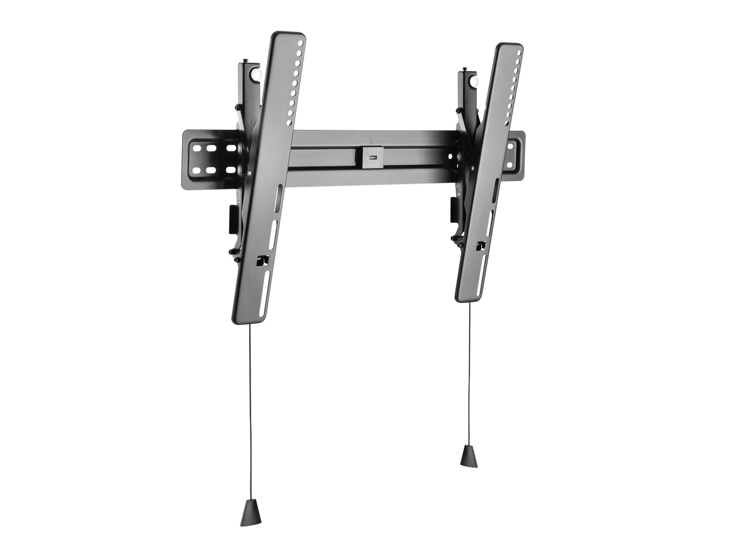 Tilting TV wall mount for 37" - 70" TVs, black steel construction, adjustable tilt, easy installation, supports flat and curved screens, ideal for living rooms and home theaters.