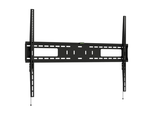 Fixed wall mount for large TVs up to 100 inches, black metal, secure and adjustable, sleek design for home entertainment setup.