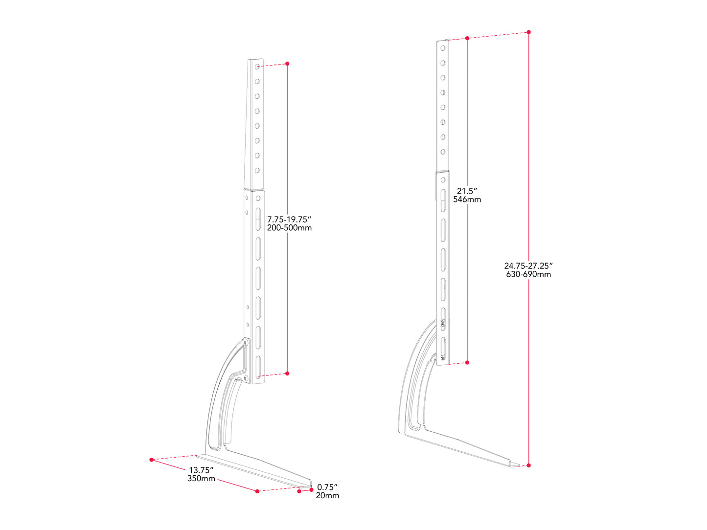 Black TV base stand for TVs up to 70 inches, sleek metal design with sturdy construction and modern aesthetic.