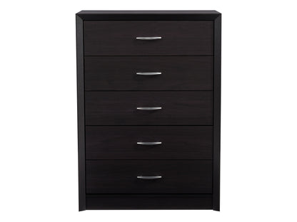 Tall Black Dresser with 5 Interlocking Drawers