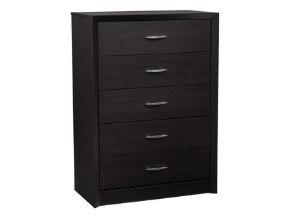 Tall Black Dresser with 5 Interlocking Drawers