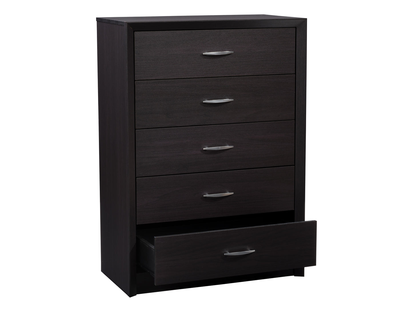 Tall Black Dresser with 5 Interlocking Drawers