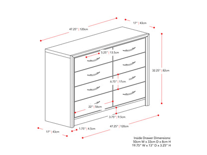 Wide Black Dresser with 8 Interlocking Drawers