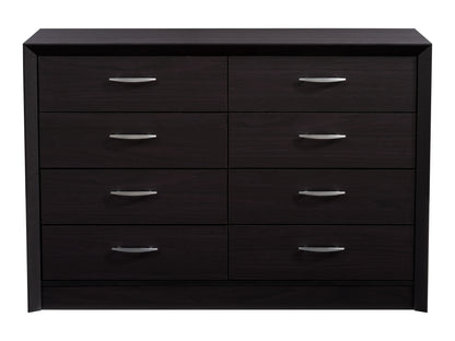 Wide Black Dresser with 8 Interlocking Drawers