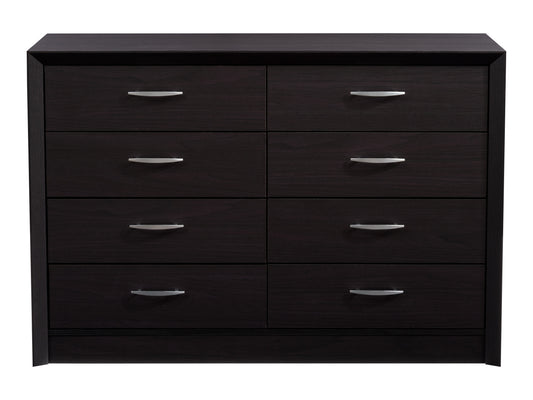 Wide Black Dresser with 8 Interlocking Drawers