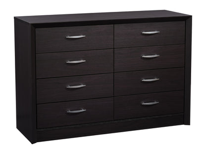 Wide Black Dresser with 8 Interlocking Drawers