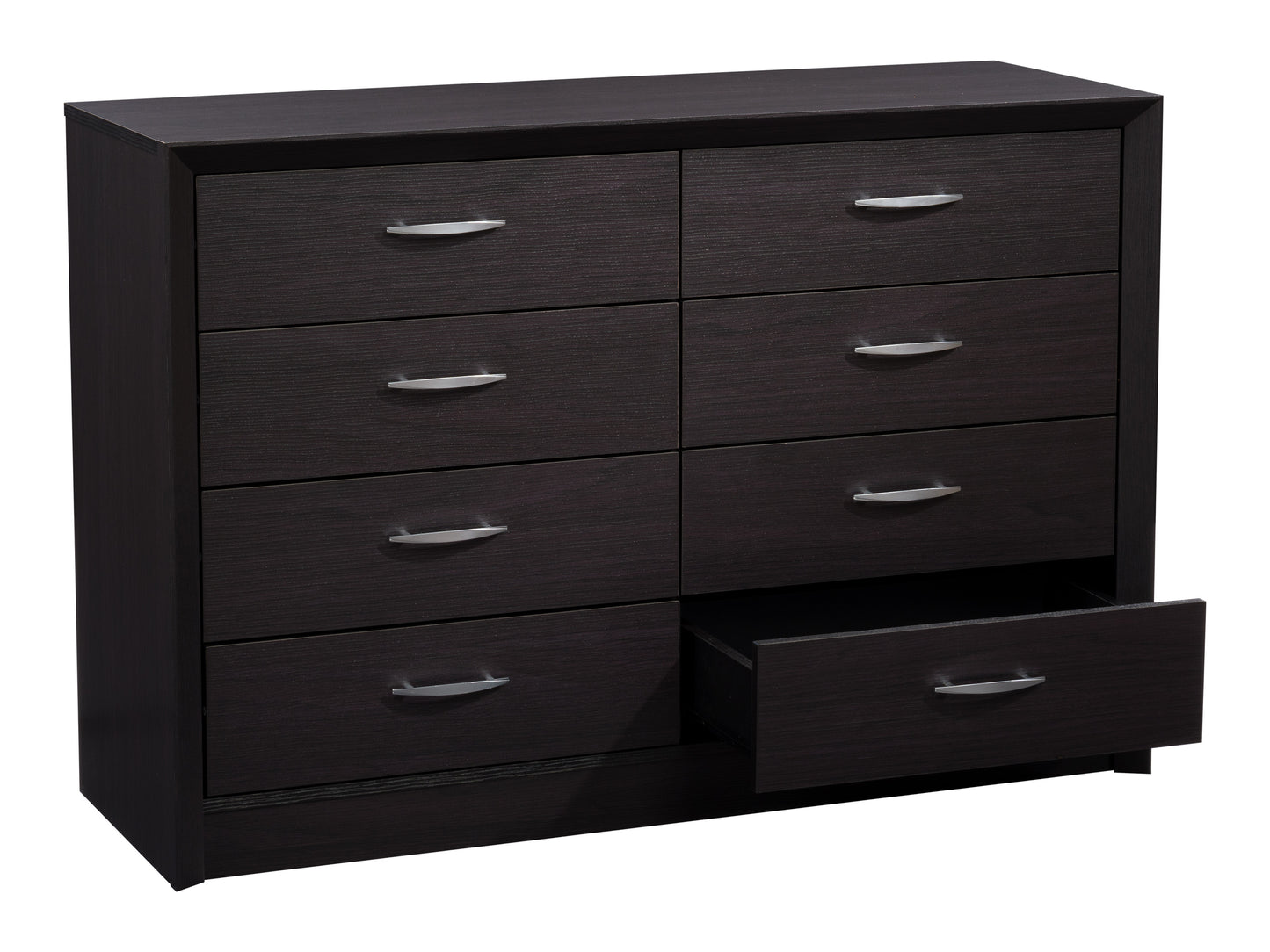 Wide Black Dresser with 8 Interlocking Drawers