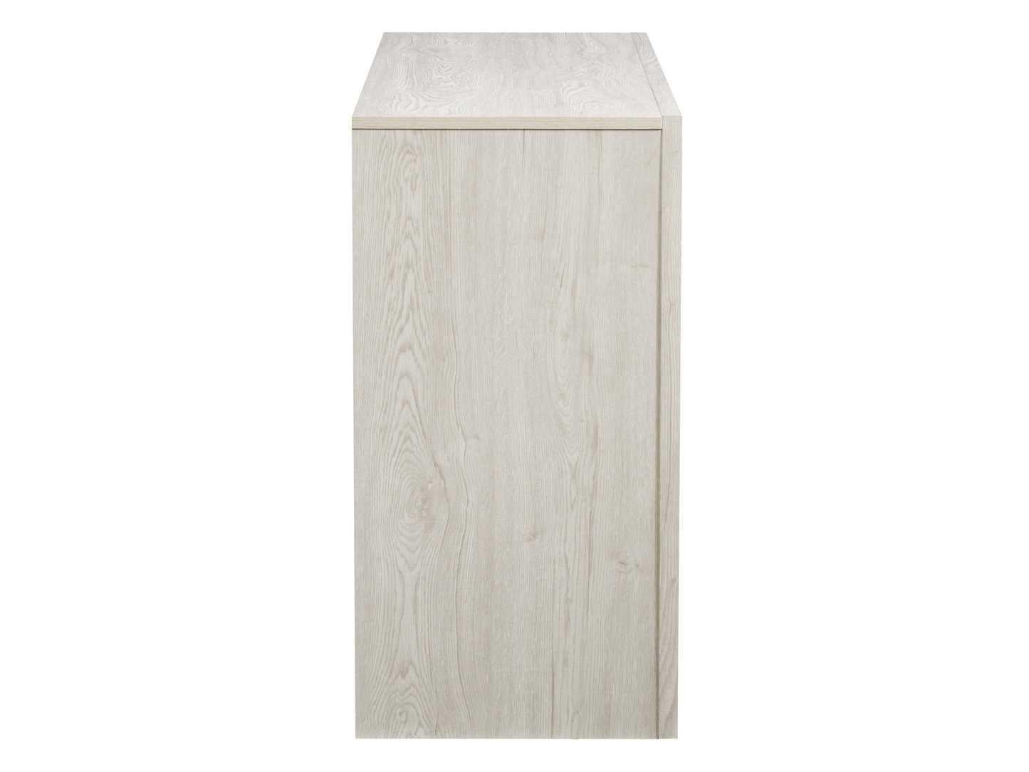 White washed oak 8 drawer dresser with sleek metal handles, minimalist design, and ample storage space.