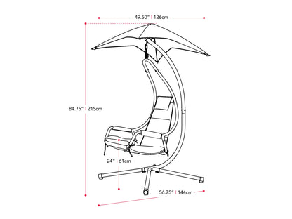 Light blue swing lounge chair with cushioned seat, durable frame, and weather-resistant fabric for patio relaxation.