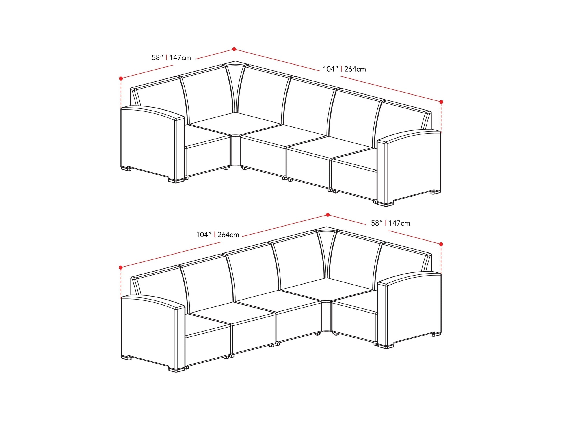 Black and grey outdoor wicker sectional set, 6-piece patio furniture with cushions and modular design.