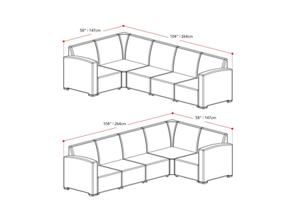 Black and grey outdoor wicker sectional set, 6-piece patio furniture with cushions and modular design.