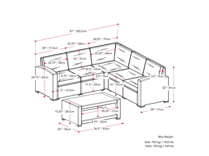 Black and blue outdoor wicker sectional set, 6-piece, with cushions and modular design for patios.