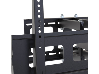 Full motion TV wall mount for 40-80 inch TVs, black metal frame with adjustable arms, secure and space-saving design for optimal viewing angles.