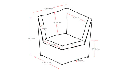 Grey outdoor sectional corner chair, weather-resistant fabric, aluminum frame, modern patio furniture.