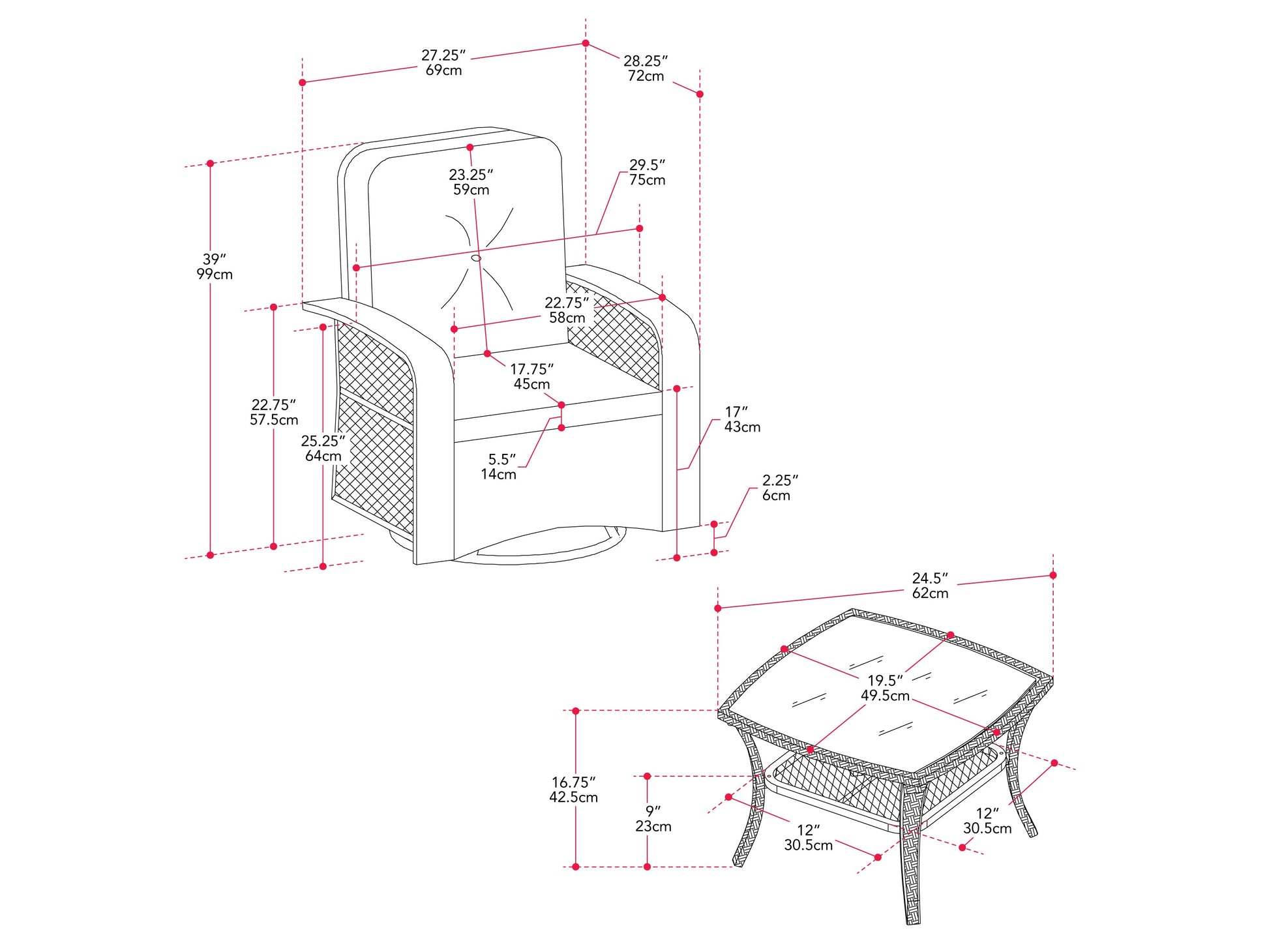 Swivel patio chairs set, 3-piece, grey cushions, metal frame, outdoor furniture.