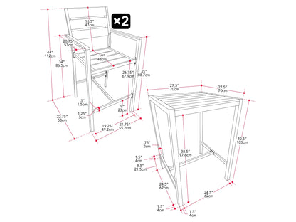 Outdoor bar set with grey wicker stools, glass tabletop, and storage shelves. Perfect for patio and garden use.