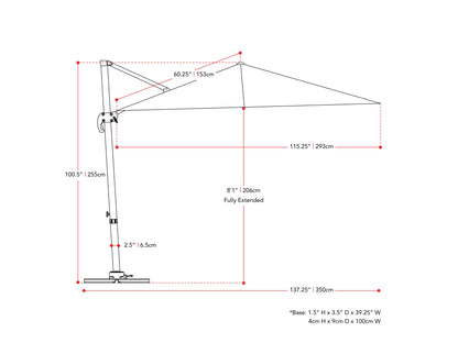 Taupe 9.5ft offset patio umbrella with 360-degree rotation and sturdy aluminum frame.