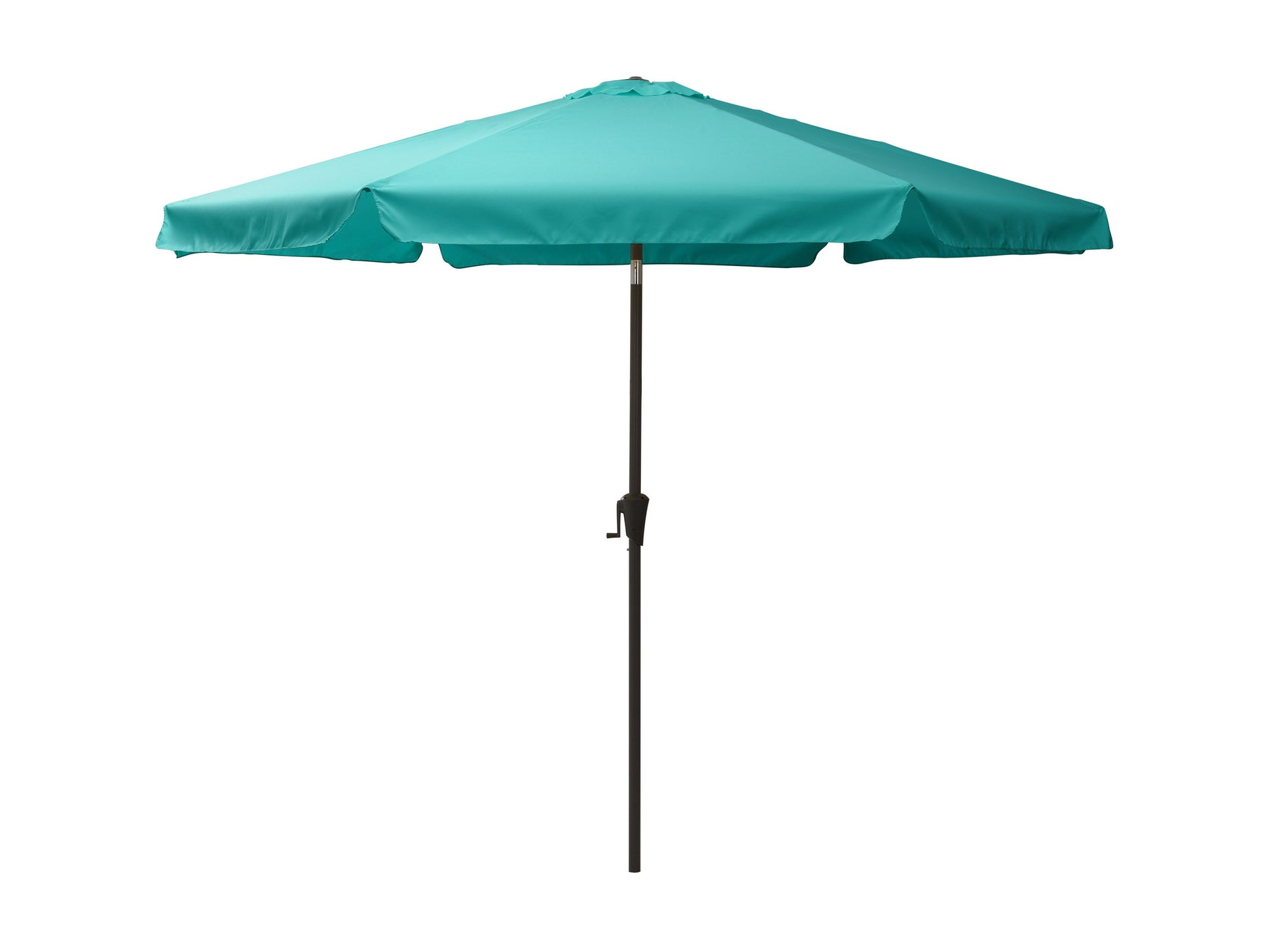 Turquoise 10ft patio umbrella with round tilting canopy and sturdy aluminum pole.