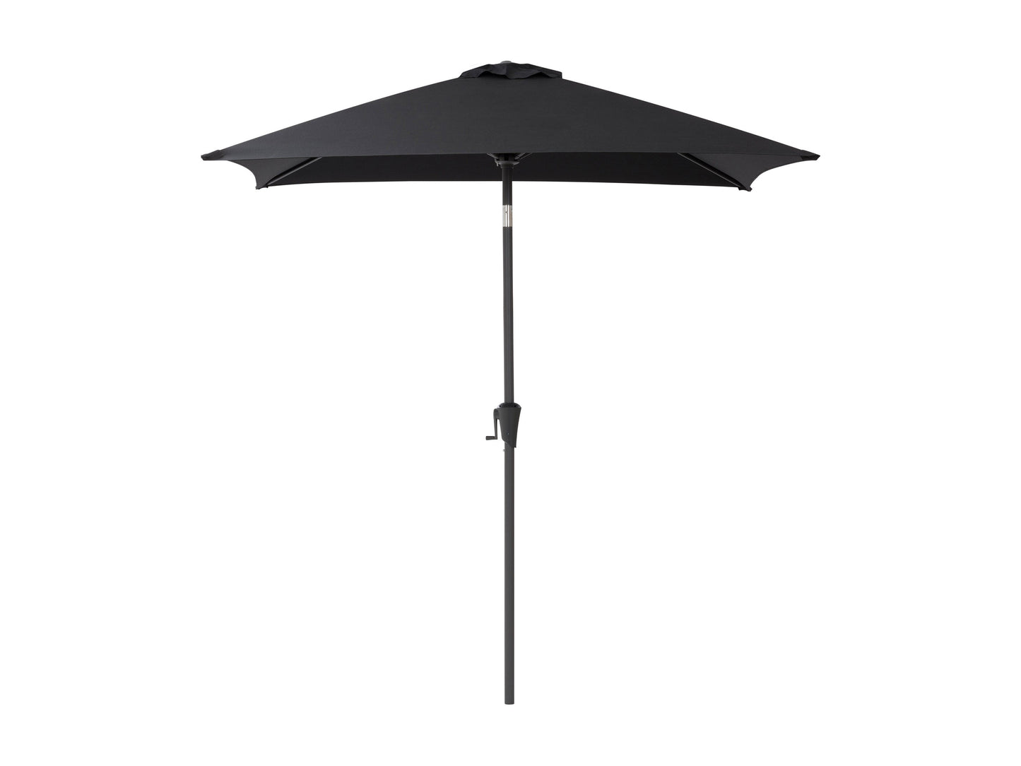 Black 9ft square patio umbrella with tilting feature, durable fabric, and sturdy aluminum frame.