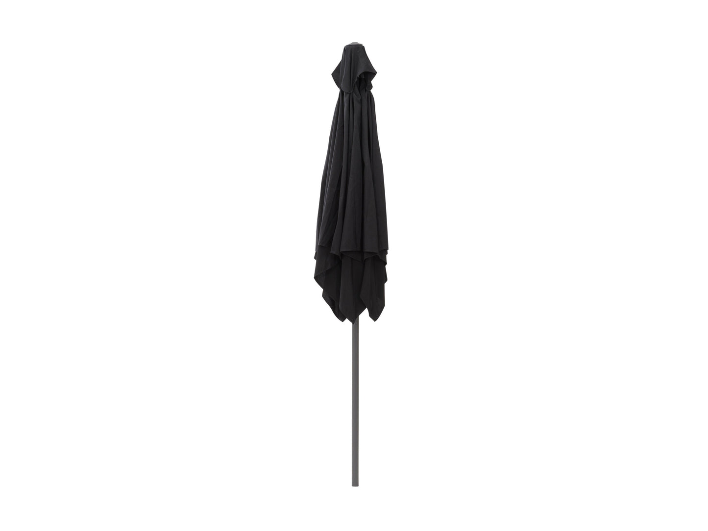 Black 9ft square patio umbrella with tilting feature, durable fabric, and sturdy pole for outdoor use.