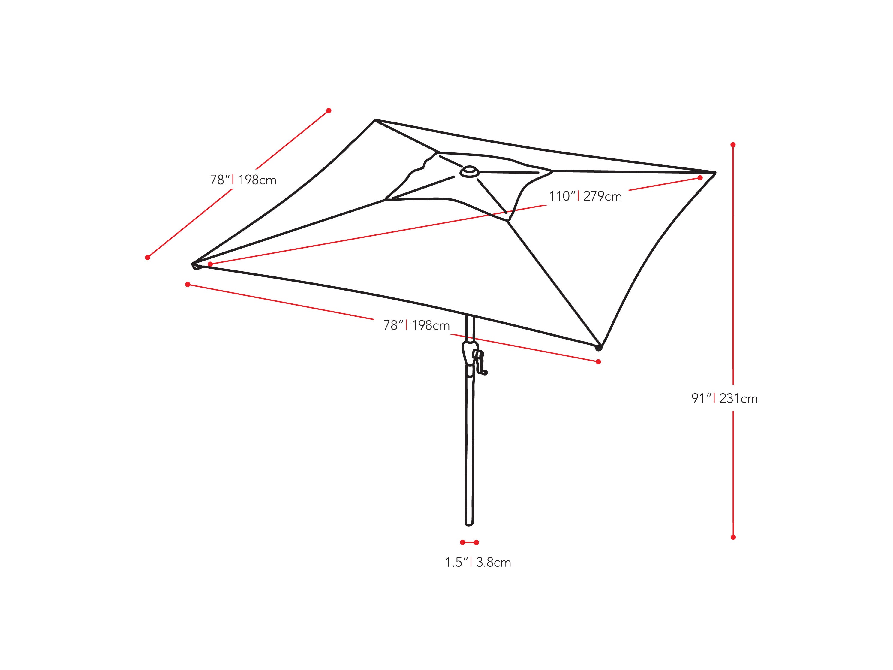 Orange 9ft square patio umbrella with tilting mechanism, UV-resistant fabric, and sturdy aluminum pole.