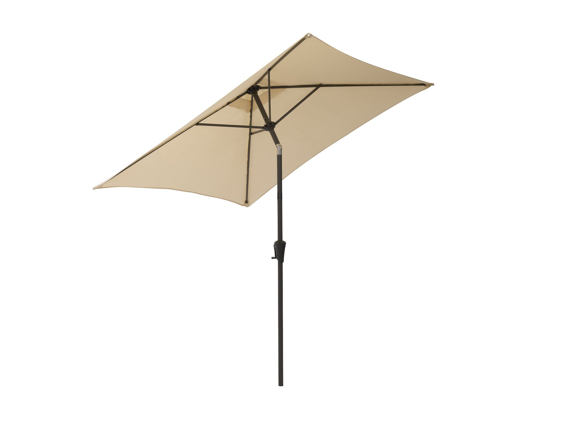 9ft square patio umbrella, tilting, warm white fabric with sturdy metal frame, ideal for outdoor shade and garden decor.