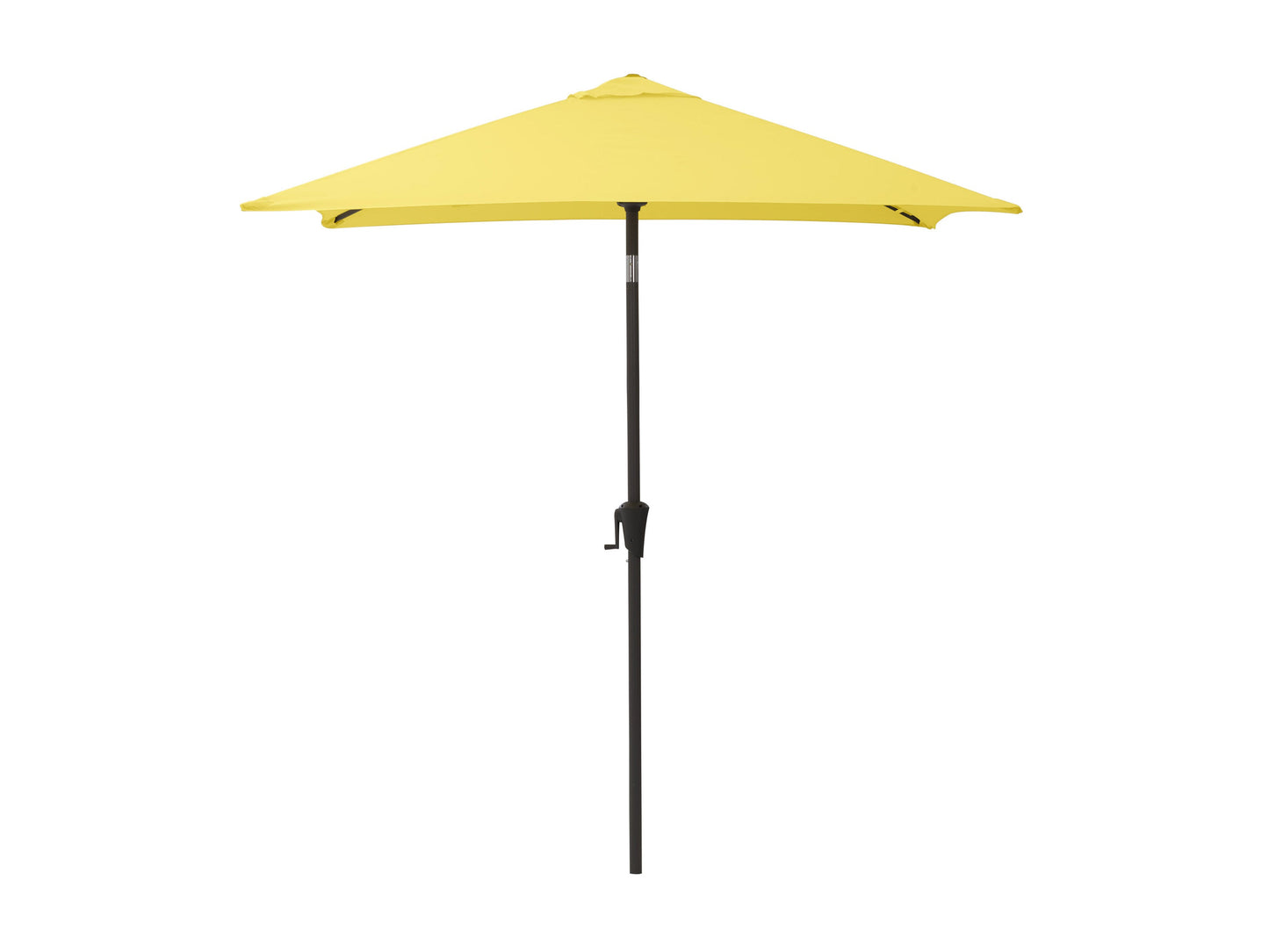 Yellow 9ft square tilting patio umbrella with durable fabric and sturdy pole, perfect for outdoor shade and garden decor.