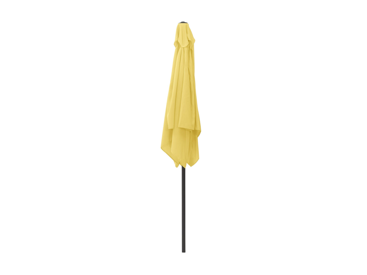 Bright yellow 9ft square patio umbrella with tilting feature, durable fabric, and sturdy metal pole for outdoor shade.