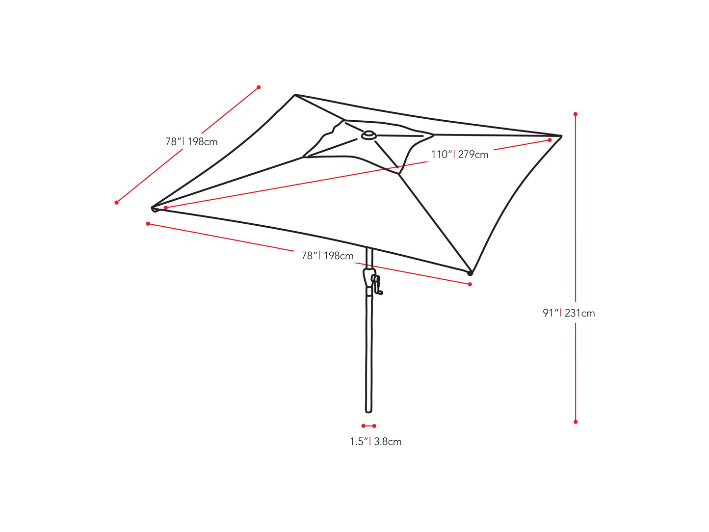 Lime green 9ft square patio umbrella with tilting feature and sturdy metal frame.