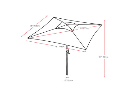 Lime green 9ft square patio umbrella with tilting feature and sturdy metal frame.