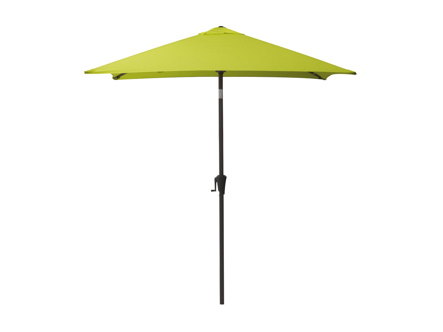 Lime green 9ft square patio umbrella with tilting feature and sturdy metal frame.