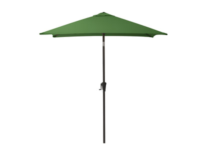 Forest green 9ft square patio umbrella, tilting feature, durable fabric, sturdy aluminum pole, outdoor shade solution.