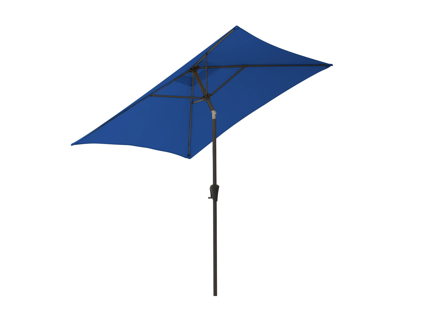 Cobalt blue 9ft square patio umbrella with tilting feature, durable fabric, and sturdy metal pole for outdoor shade.