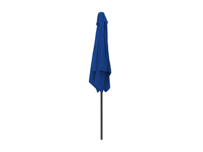 Cobalt blue 9ft square patio umbrella with tilting feature and sturdy aluminum frame.