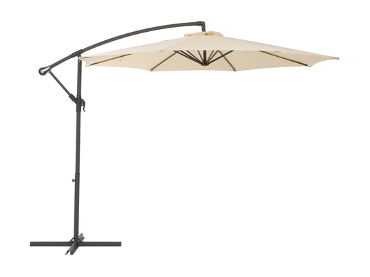 9.5ft tilting offset patio umbrella in warm white with durable fabric and sturdy aluminum frame.