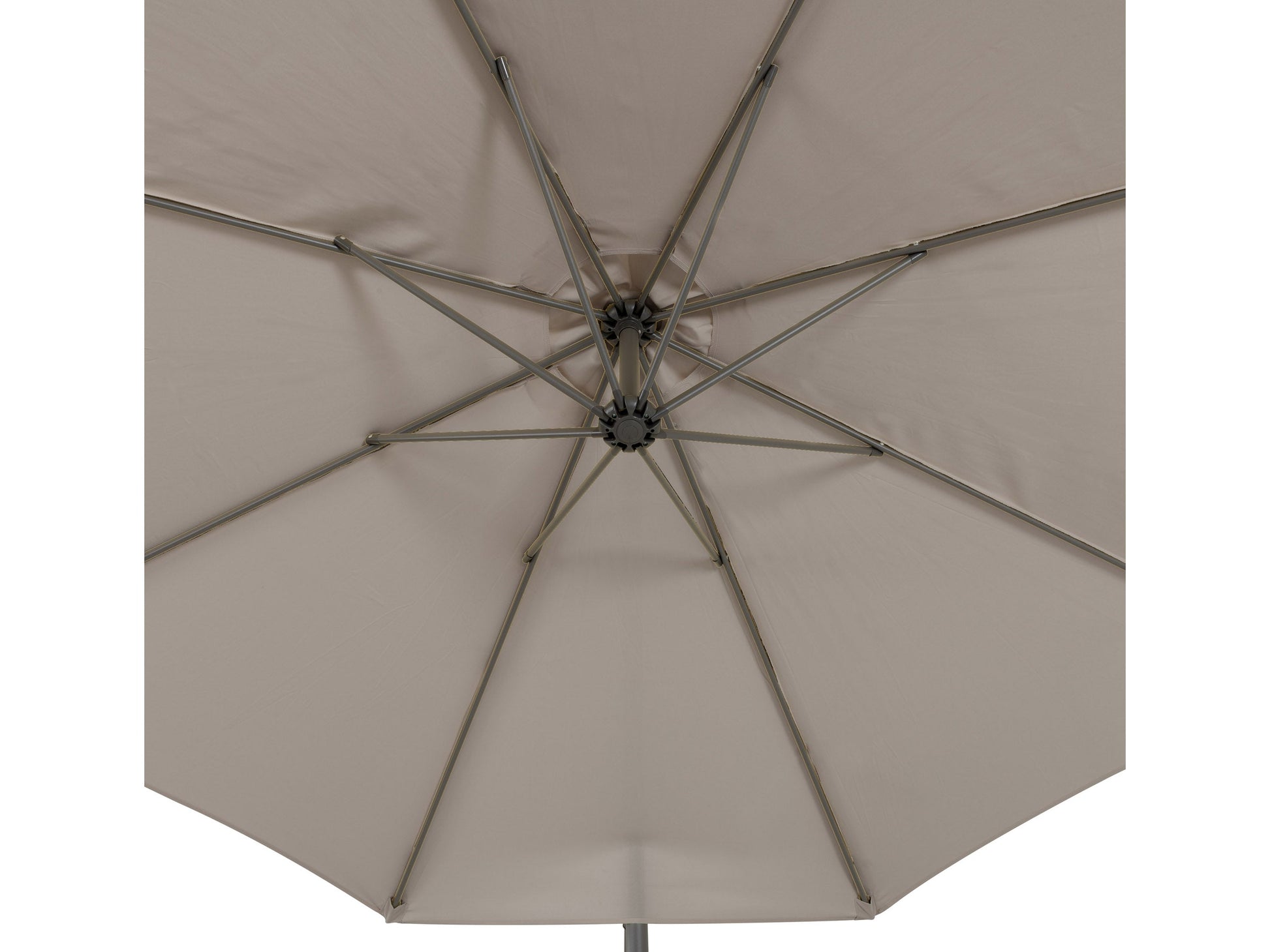 Grey 9.5ft tilting offset patio umbrella with a sturdy aluminum frame and weather-resistant fabric.