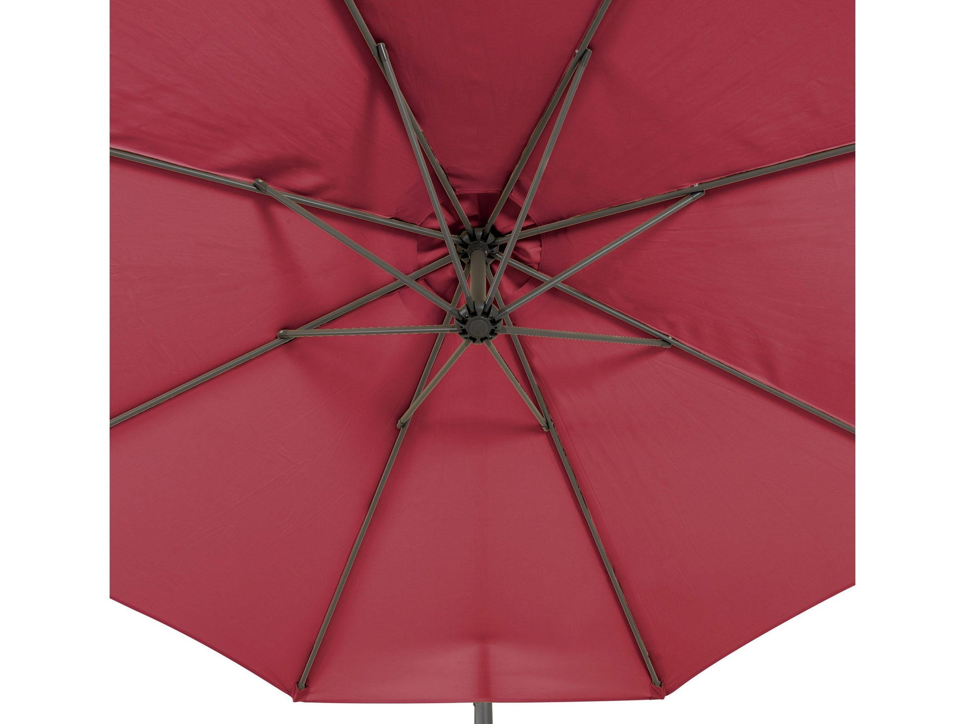 Wine red 9.5ft tilting offset patio umbrella with durable fabric and adjustable canopy, perfect for outdoor shade.